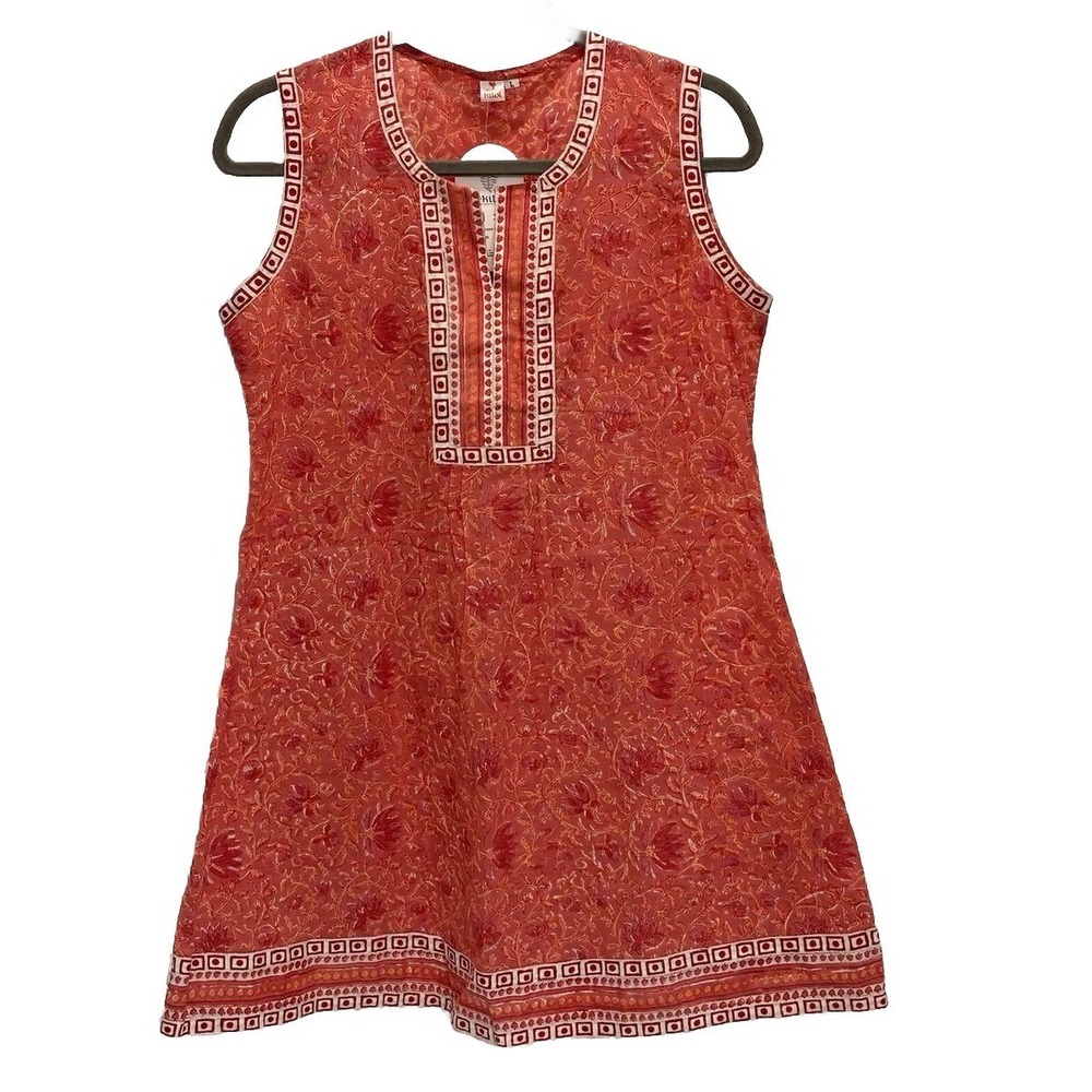 Womens Size L Sleeveless Kilot Lightweight Short Summer Dress Beach‎ India Boho